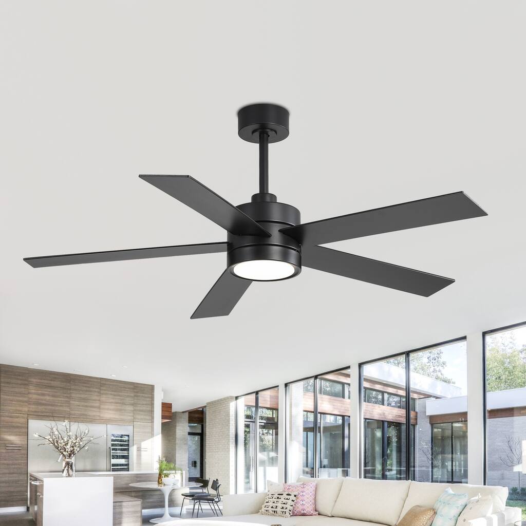 52-IN Black Industrial LED Ceiling Fan with Light Kit and Remote (5-Blade)
