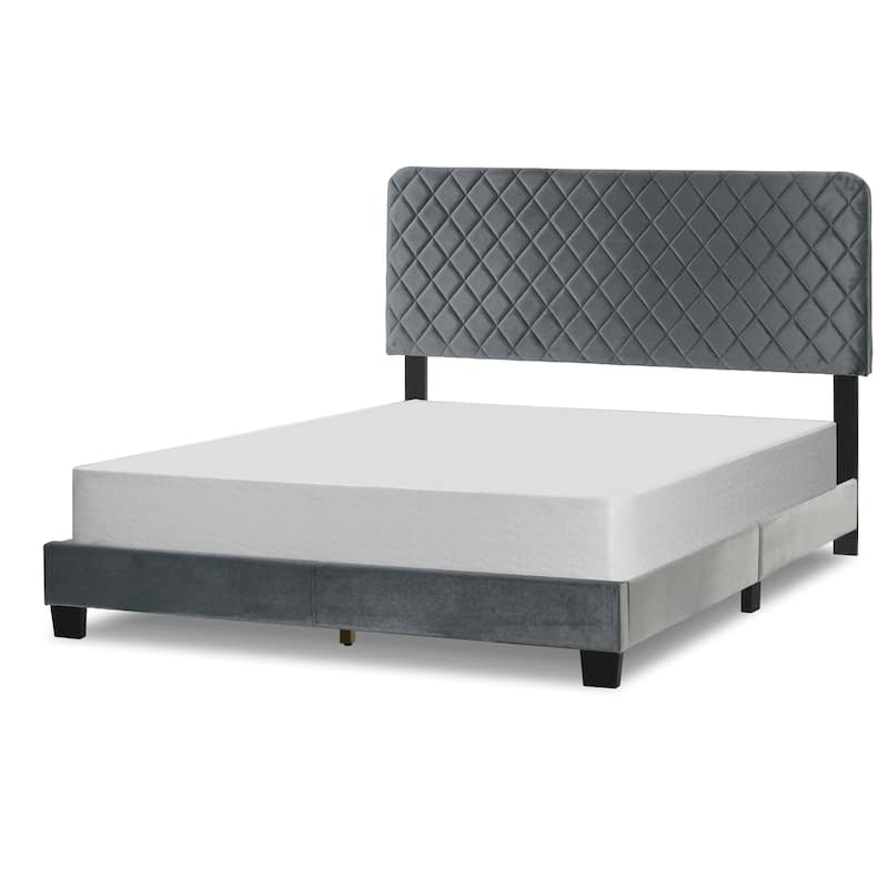 Aurum Fabric Queen Bed with Decorative Stitching