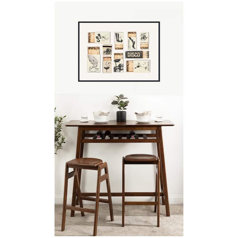 Kate and Laurel Vintage Matchboxes Neutral Black and Beige by Honey Island Studio Framed Canvas Wall Art Print