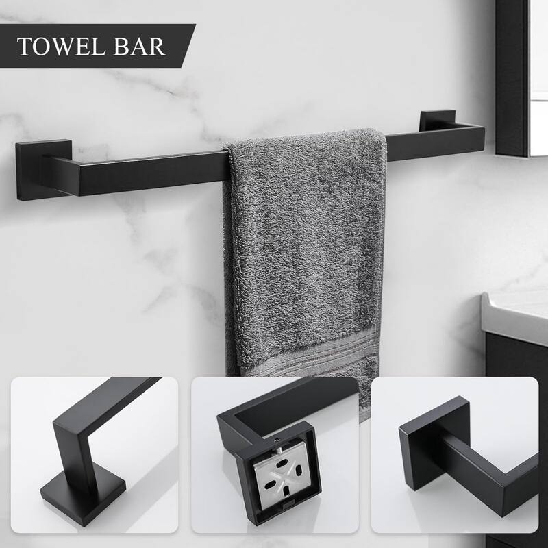 5-Piece Bathroom Stainless Steel Wall Mounted Towel Rack Set, 23.4 Inch Towel Rack