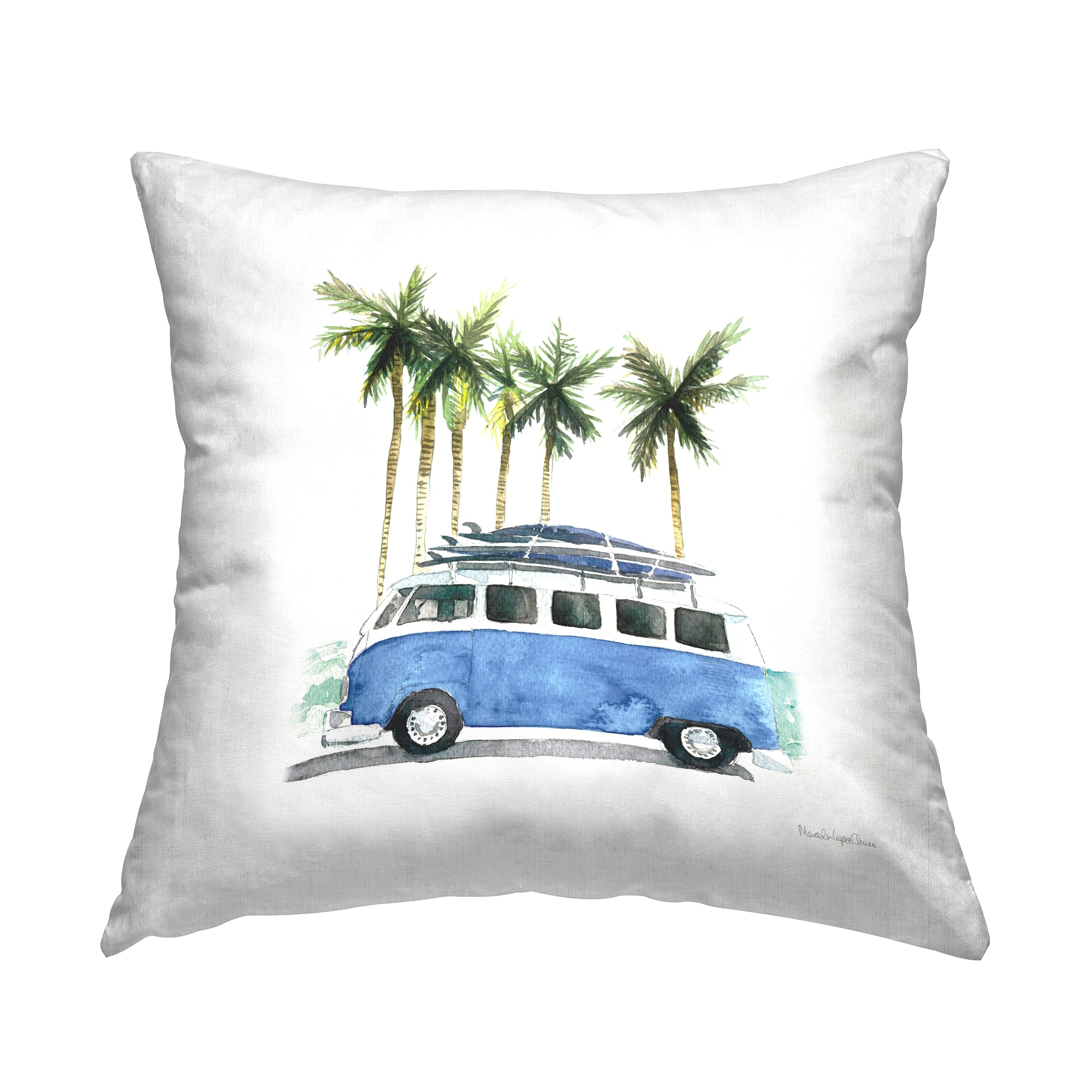 Stupell Tropical Beach Van Palm Trees Printed Throw Pillow Design by Mercedes Lopez Charro