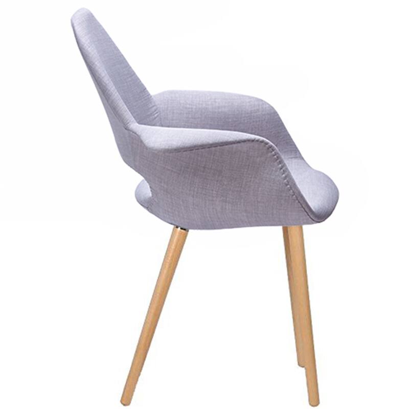 Set of 2 Upholstered Fabric Armchairs with Natural Wooden Legs for Dining Room Office or Accent Chair, Gray