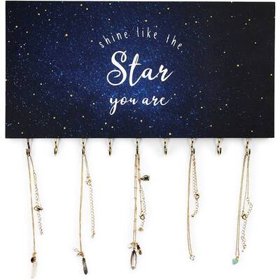 Wall Mounted Jewelry Organizer, Shine Like the Star You Are (14 x 8 x 1 In)