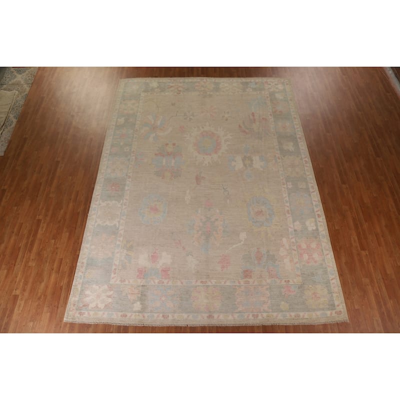 Floral Oushak Turkish Large Area Rug Hand-knotted Wool Carpet - 10'3"x 13'10"