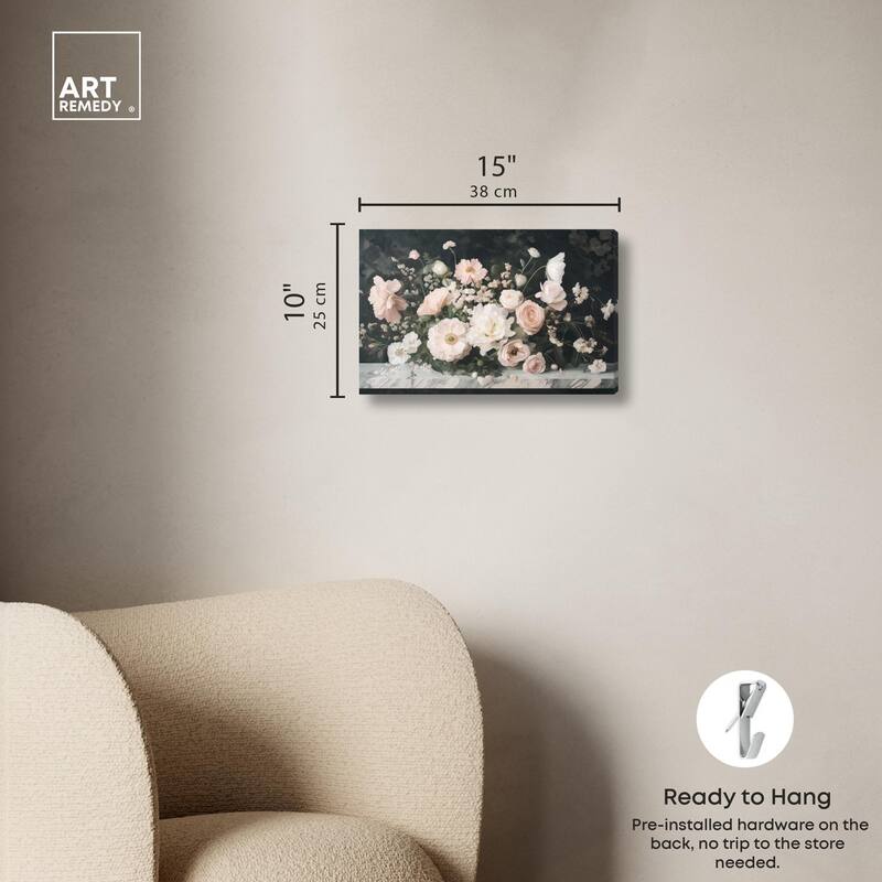 Marble and Blooms Canvas by Art Remedy, Gallery Wrapped