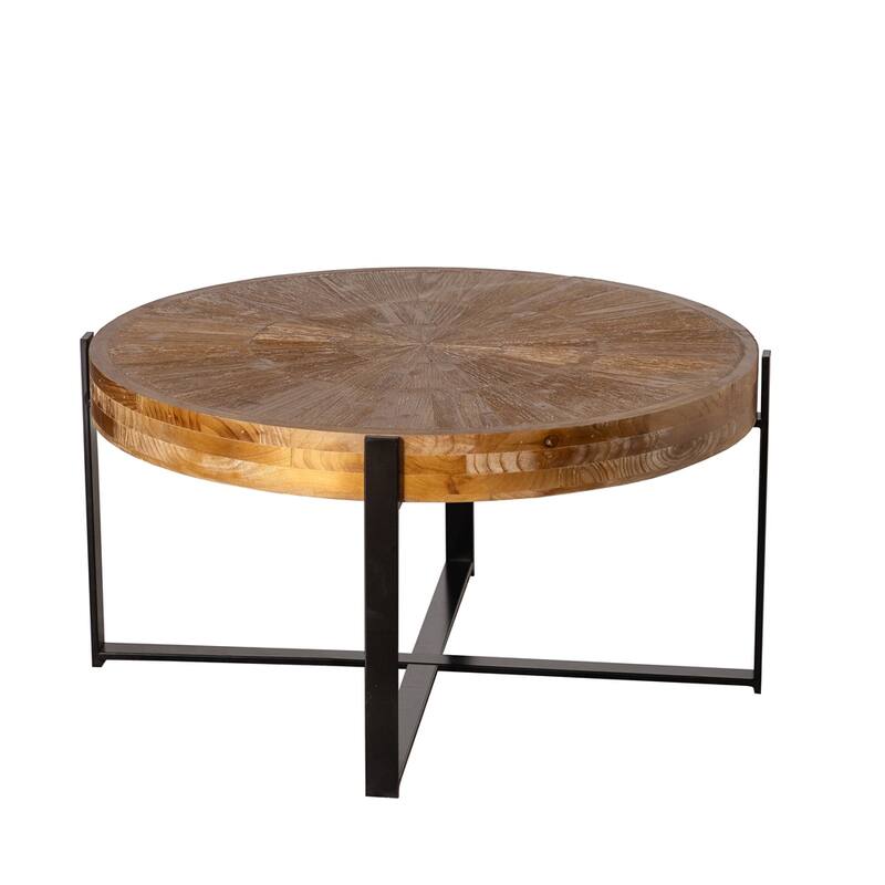 Round Wood Coffee Table with Cross Legs Base Bed Bath & Beyond 39701392