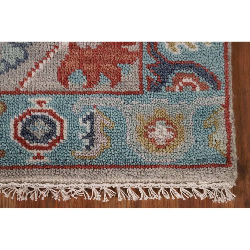 Floral Gray Oushak Oriental Runner Rug Handmade Wool Carpet - 2'7"x 7'11"