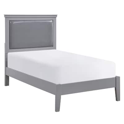Twin Size Faux Leather Upholstered Panel Bed with Wooden Frame