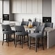 preview thumbnail 26 of 59, Upholstered Counter Height Bar Stools with wood legs for Kitchen Island Dining Room Set of 6 - dark gray
