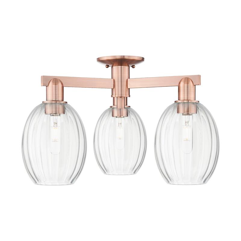 Innovations Lighting 716-3F-13-24 Preston Semi-Flush Preston 3 Light - Antique Copper / Clear