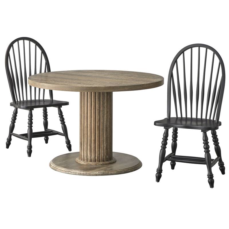 Lifestorey Kleary Dining Set - 3-Piece Reclaimed Natural/Matte Black