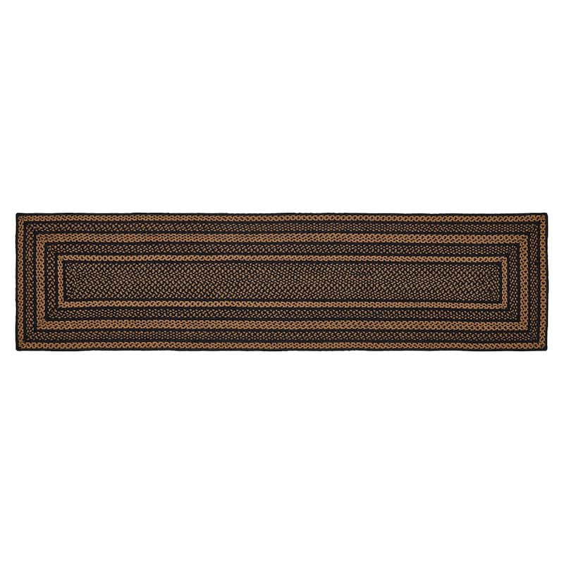 Black & Tan Jute Rug/Runner Rect w/ Pad 24x96 - 2' x 8'