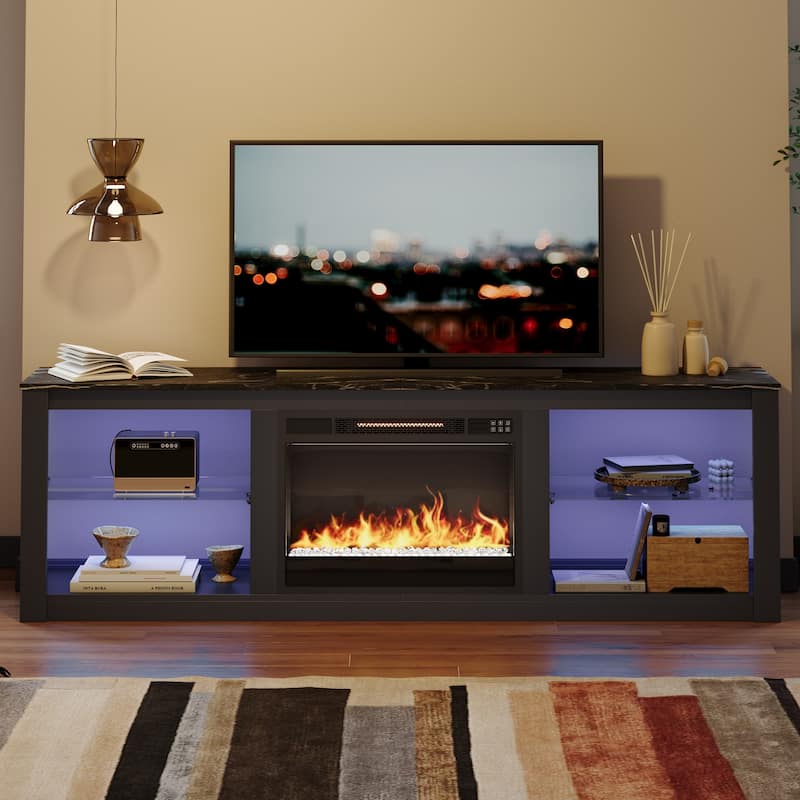 TV Stand for TVs up to 75" with Fireplace, LED Entertainment Center