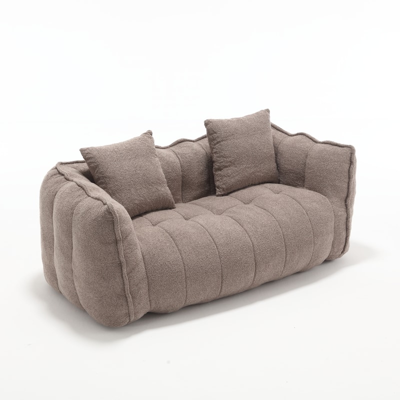66" Chenille Square Beanbag Chair with High-Resilience Foam Core, Armrests and Handle