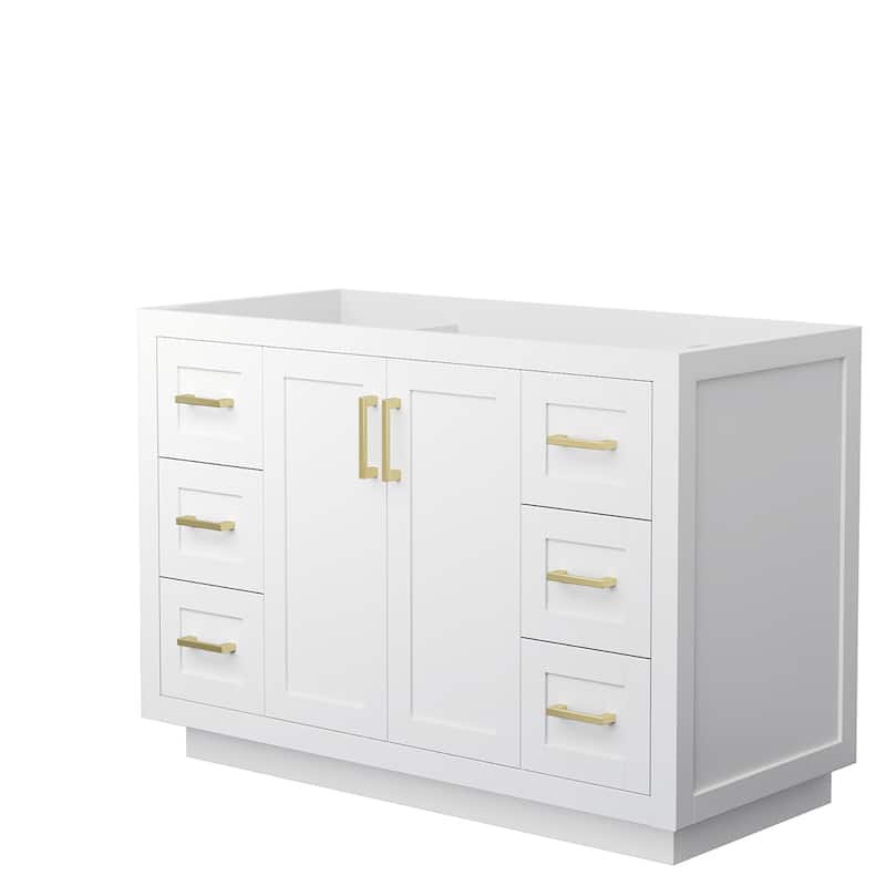 Wyndham Collection Miranda 48" Single Free Standing Vanity Cabinet - White / Brushed Gold Hardware