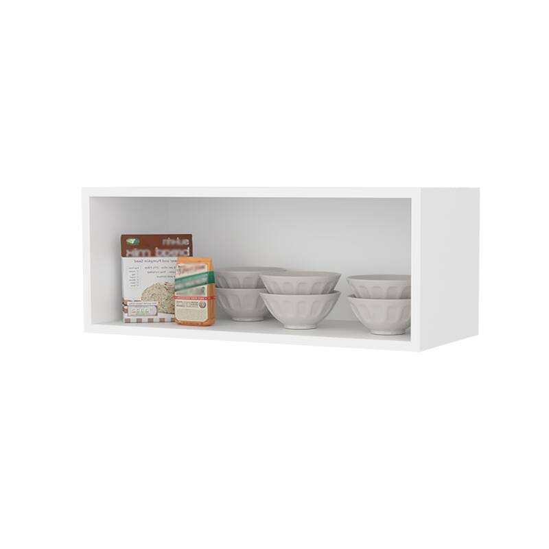 Hard Rock Wall Cabinet in Melamine with Open Storage, Black