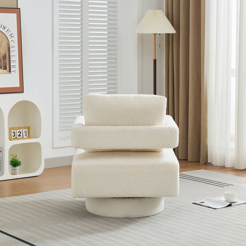 Upholstered Swivel Accent Chair, Modern Arm Chair with Open Back,360 Degree Swivel Lounge Club Chair with Removable Back Cushion