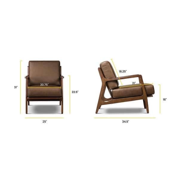 dimension image slide 0 of 7, Poly & Bark Verity Leather Lounge Chair - Full Grain Genuine Italian Leather
