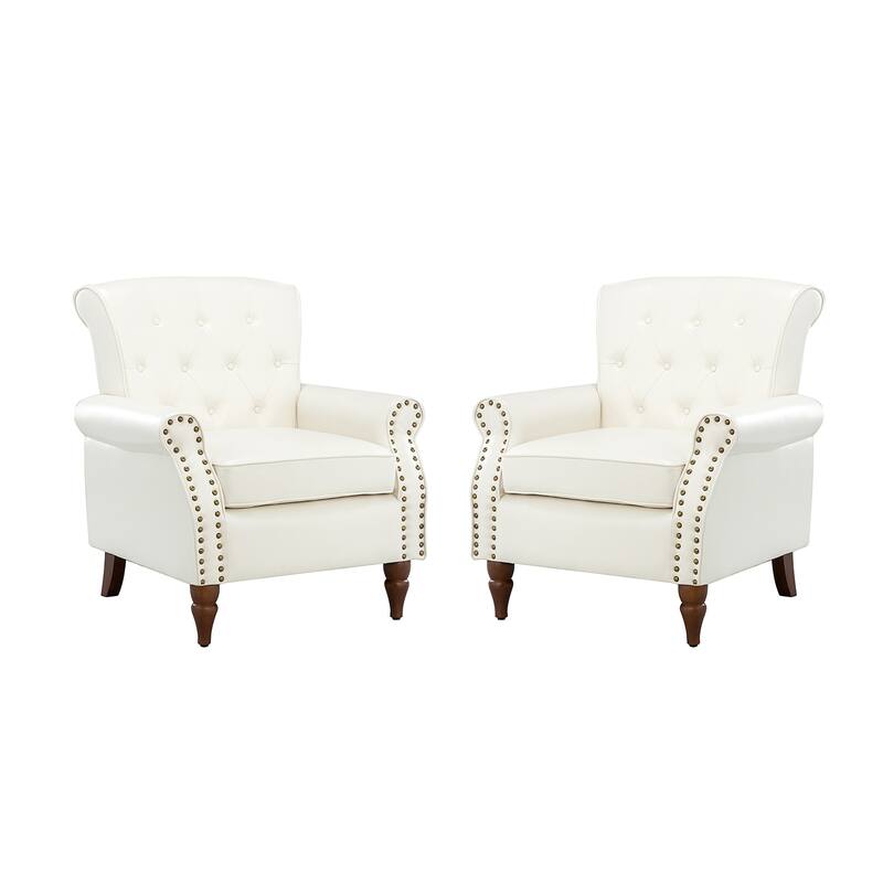 Mycenae Upholstered Accent Armchair with Nailhead Trim Set of 2