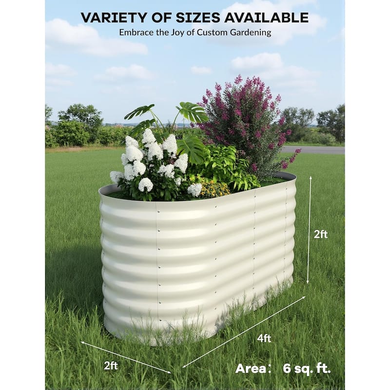 2-Pack Galvanized Steel Raised Garden Beds,Outdoor Deep Planter Box Kit with Tool