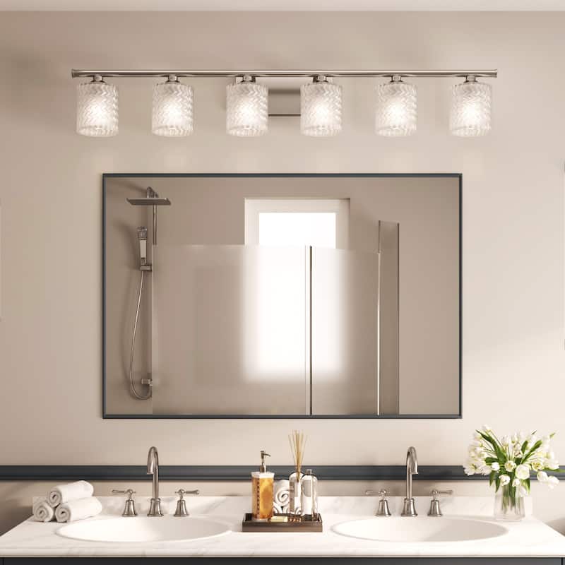 Acroma 6-light 45In Modern Crystal Chrome Bathroom Vanity Light - 45 inches