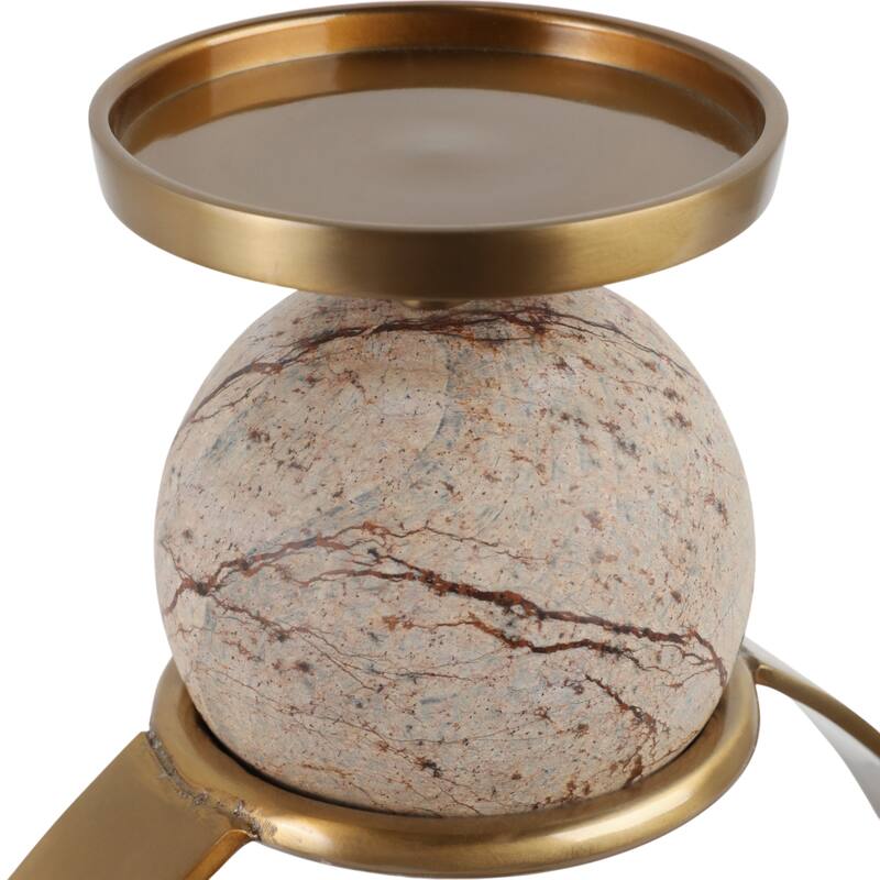 Candle Holder - Metal with Marble Sphere