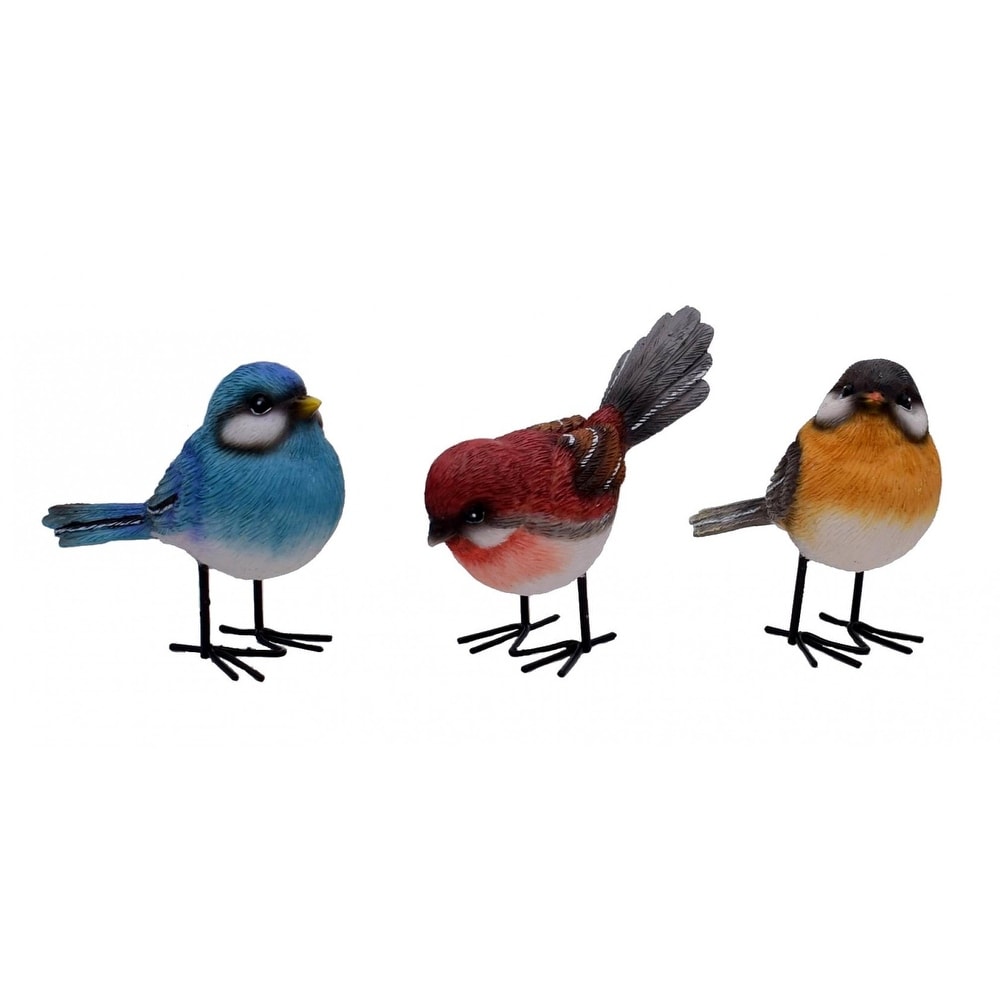 Set Of 3 Assorted Standing Bird Figurines