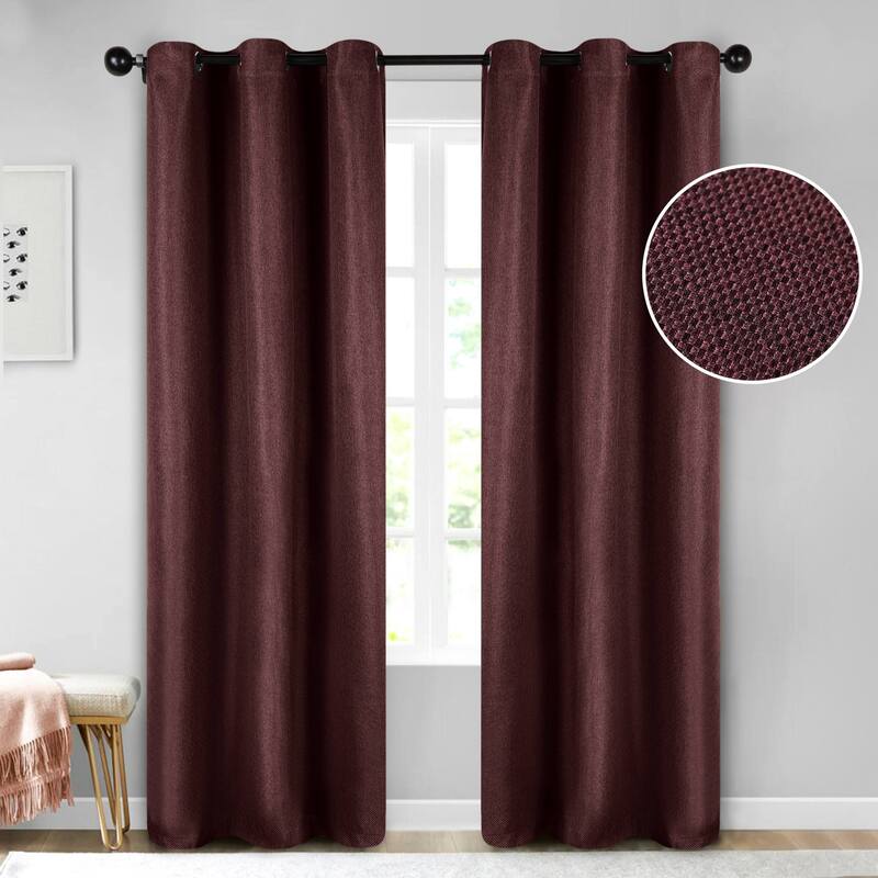 Superior Jaxon Washable Room Darkening Curtains, Set of 2 Panels - 42" x 108" - Mulberry