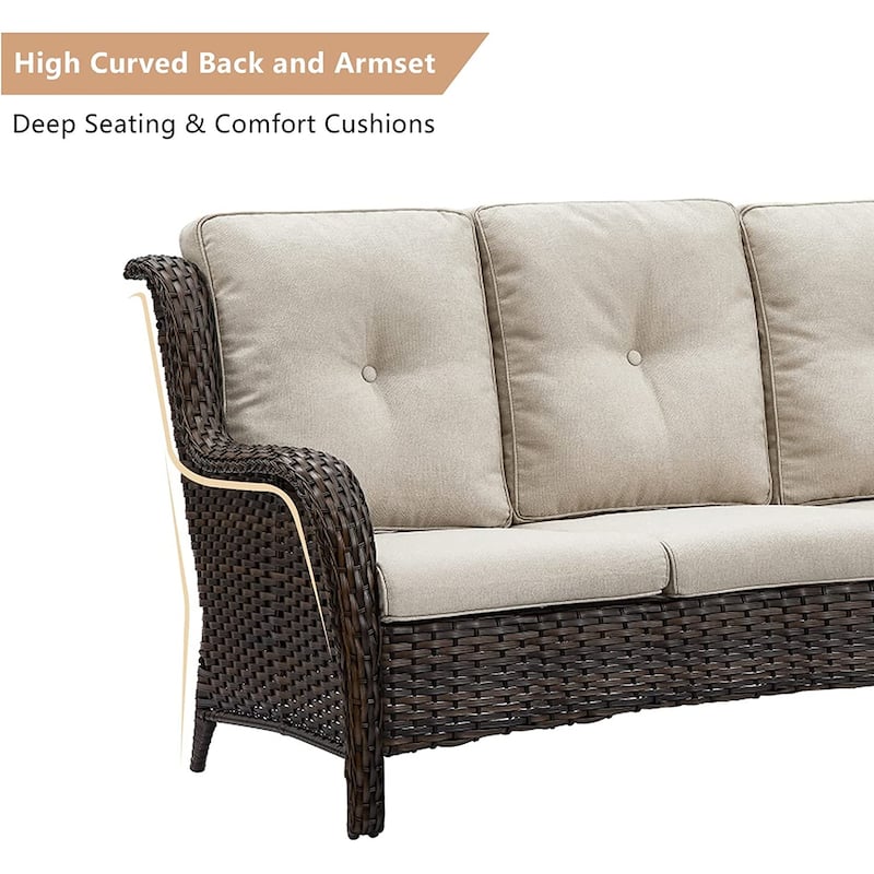 Gymojoy 5-Piece Outdoor Patio Sofa Chair with Ottoman Furniture Set