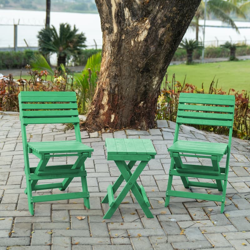 Las Cabos Fully Assembled All-Weather Outdoor Folding Bistro Set - 3-piece