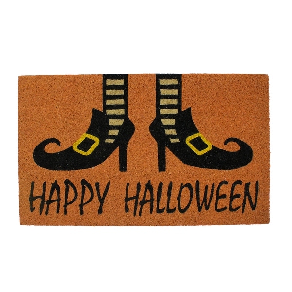 Happy Halloween and Wicked Witch Shoes Door Mat 18" x 30" - N/A