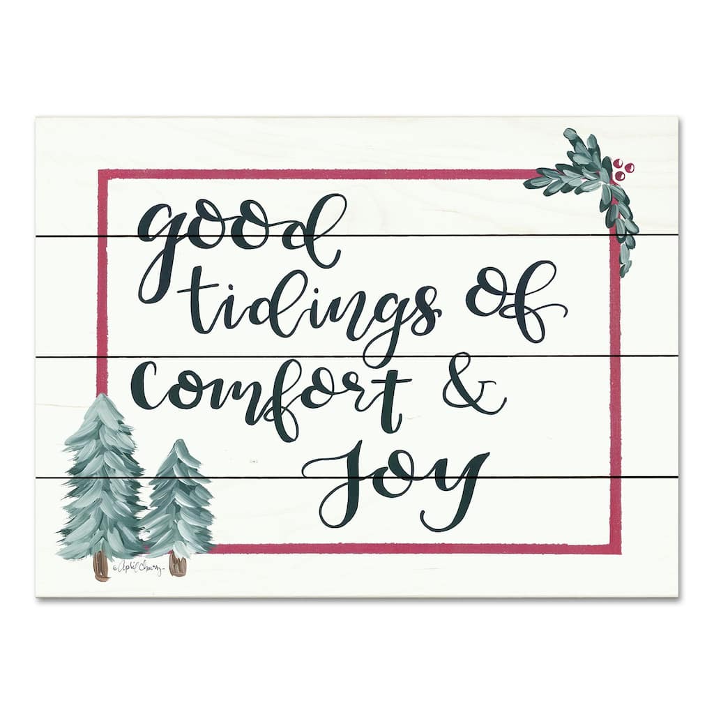 White Black "Good Tidings of Comfort Joy" Christmas Wall Decor 12"x16"