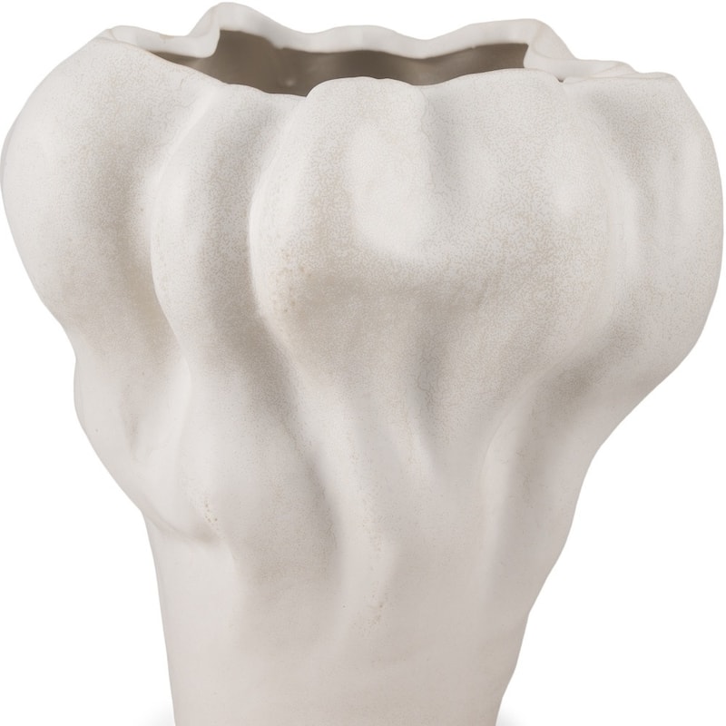 12" Cream Abstract Sculptural Ceramic Table Vase - 11.81