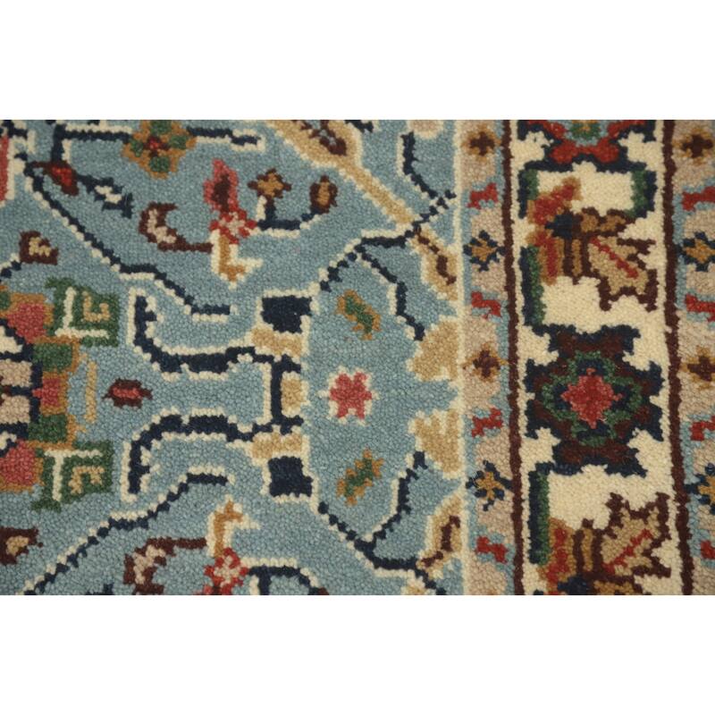 Hand-knotted Transitional Wool Carpet Blue Oushak Rug Floral Oriental Area Rug - 5' 0'' X 2' 10''