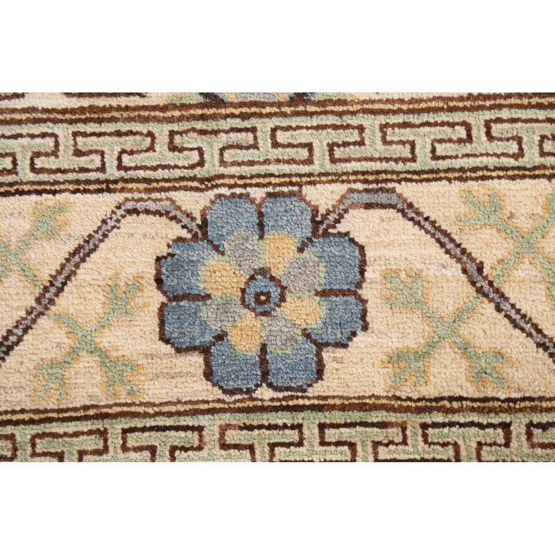 Vegetable Dye Khotan Oriental Wool Area Rug Hand-knotted Office Carpet - 5'11" x 8'10"