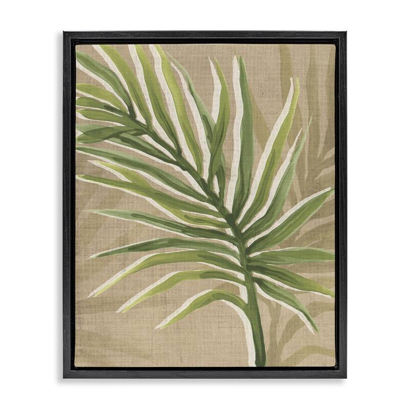 Stupell Natural Curved Palm Leaf Framed Floater Canvas Wall Art Design By June Erica Vess - 25 x 31 - Black