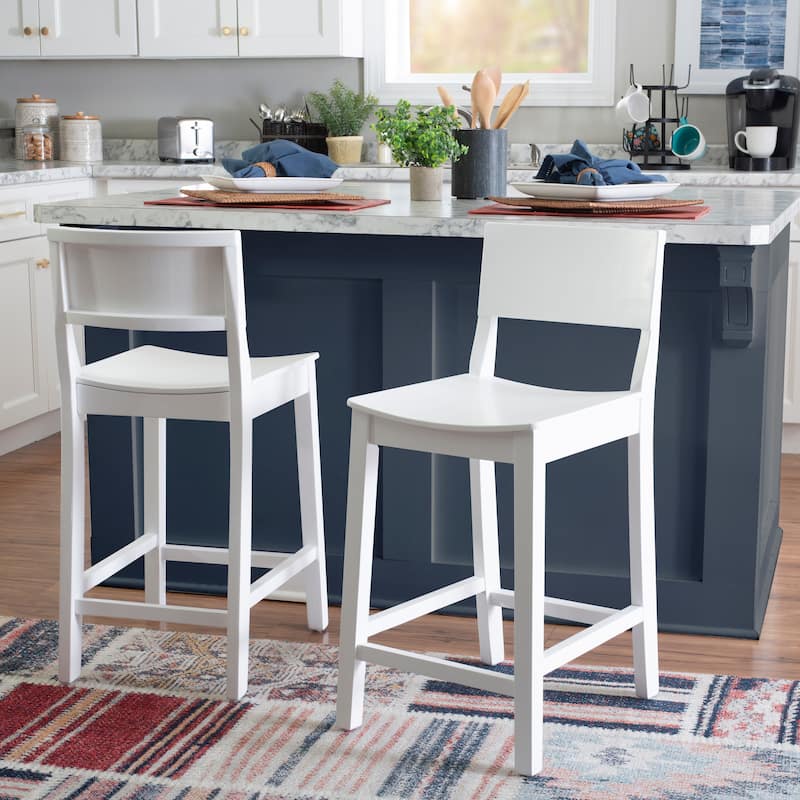 Dahlia Wood 24-Inch Armless Counter Stool (Set of 2) - White