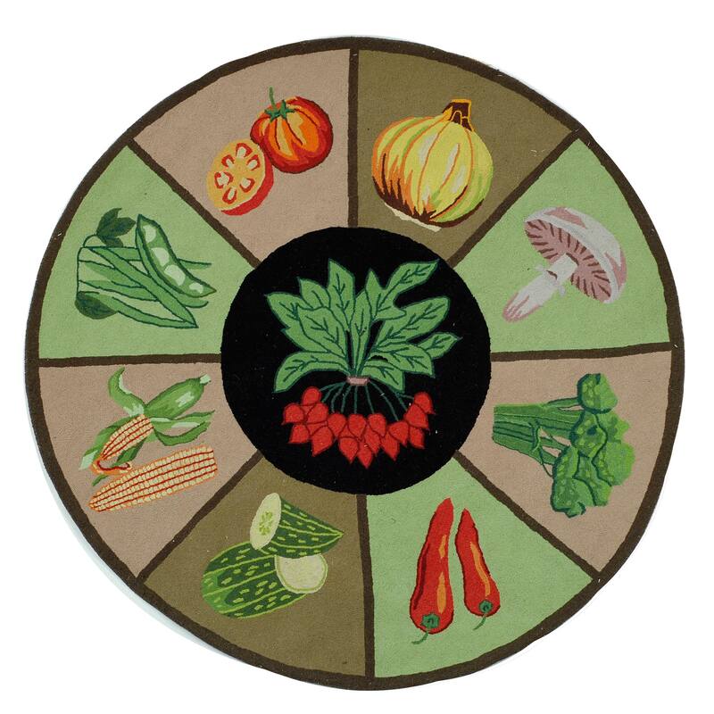 SAFAVIEH Hand-hooked Vintage Poster Carolijn Novelty Wool Rug - 8' Round - Assorted