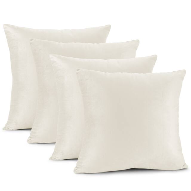 Nestl Solid Microfiber Soft Velvet Throw Pillow Cover (Set of 4) - 26" x 26" - Off-white