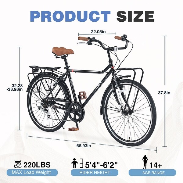 26-Inch Vintage Style Bike with Steel Frame, Shimano 7-Speed