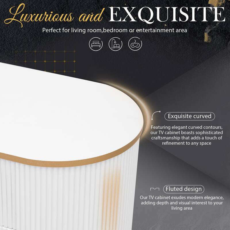 Modern TV Stand for Living Room, Entertainment Center for TVs Up to 80", Wood Media Console with 4 Drawers and 1 Cabinet