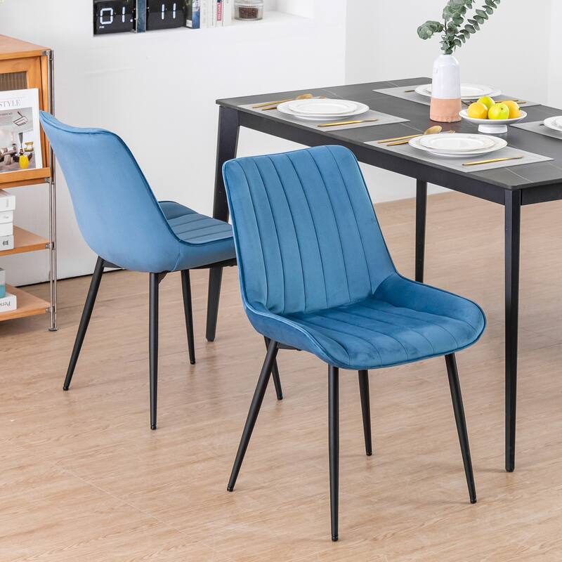 XINMICS Mid-century Modern Dining Chairs, Velvet Upholstered Metal Side Chair, Set of 2/4/6