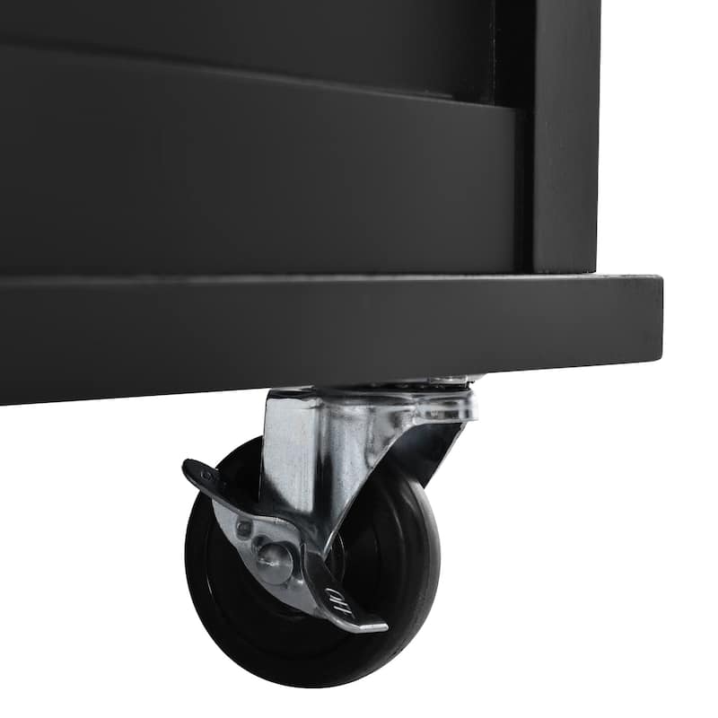 Drop Leaf Kitchen Island with Wheels/Wood Legs, Black
