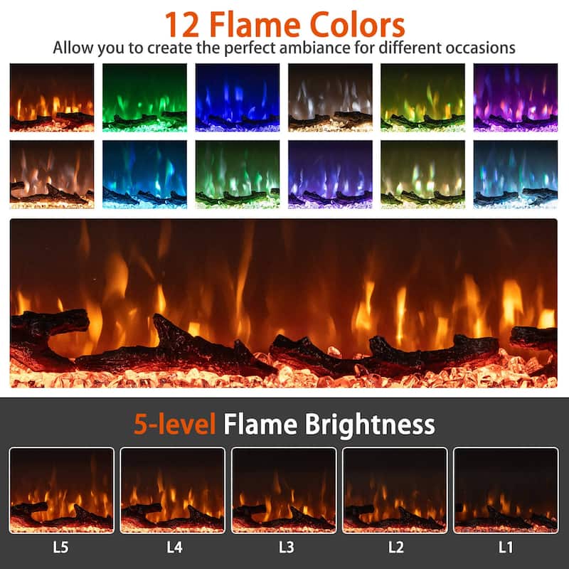Costway 60" Wide 3-Sided Electric Fireplace Insert 750with 1200W - See Details