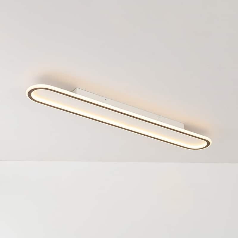 Scandinavian Linear Wood Ring Dimmable LED Flush Mount Light