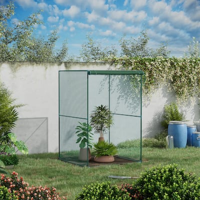 Outsunny 4' x 4' Crop Cage, Plant Protection Tent with Zippered Doors for Vegetable Garden, Backyard