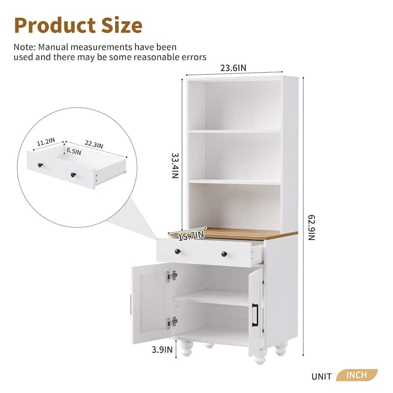 Farmhouse Storage Cabinet with 4 Solid Wood Gourd-Shaped Legs