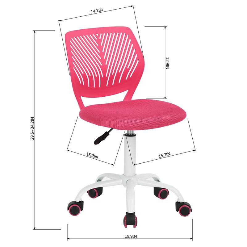 HomyLin Armless Swivel Kids Desk Chair with Mesh Padded Seating