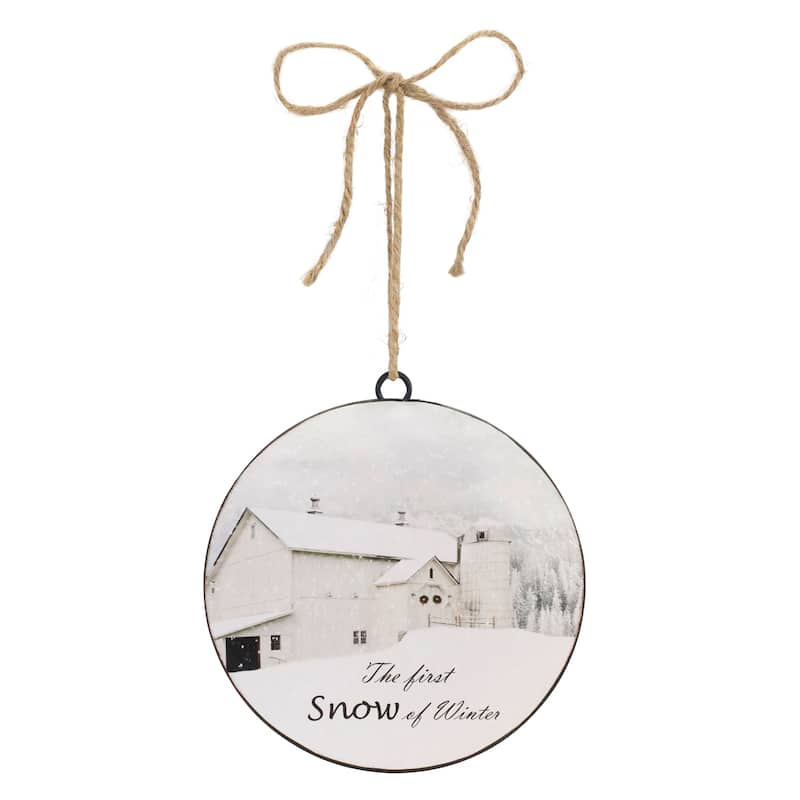 Metal First Snow Disc Ornament (Set of 12)