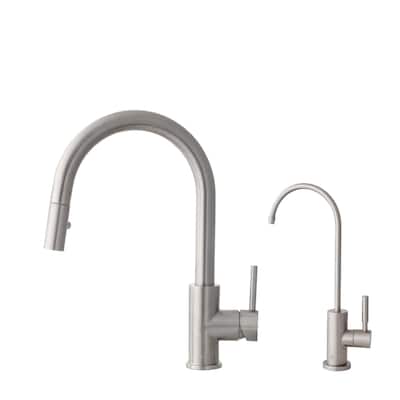STYLISH Pull Dow Kitchen Faucet + Water Tap - Stainless Steel Finish